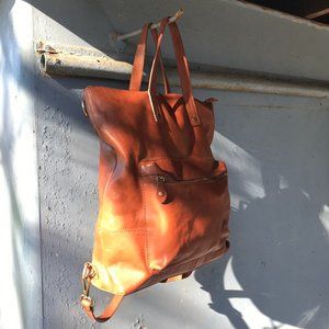Saddle Brown Leather Backpack